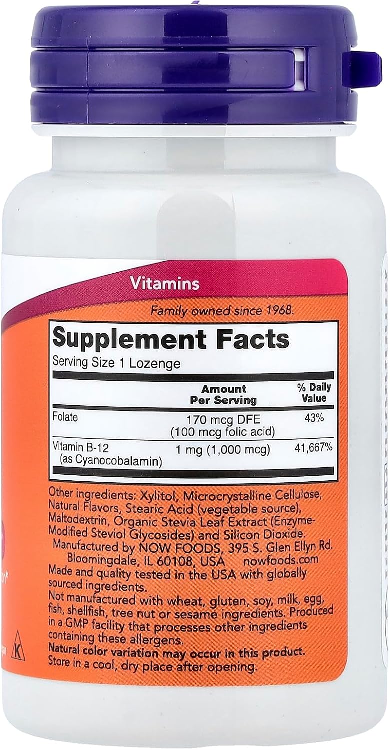 NOW Foods B-12 Lozenges - 100 Tablets - görsel 2