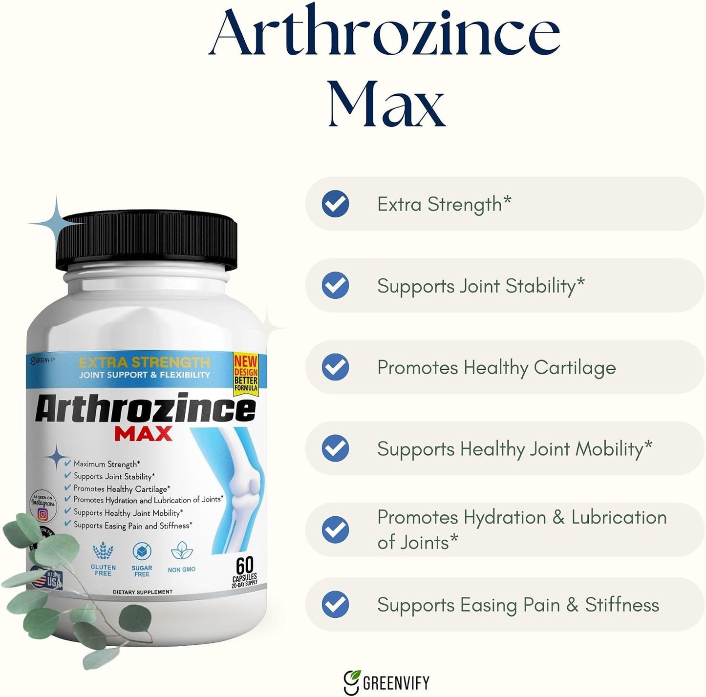 Arthrozince Max Extra Strength Joint Support – Glucosamine, Chondroitin, MSM, Boswellia, Turmeric – For Flexibility, Mobility & Comfort – 60 Capsules - görsel 6