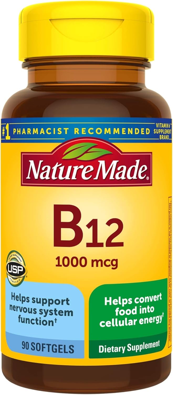 Nature Made Vitamin B12 1000 mcg Softgels, 90 Count for Metabolic Health - görsel 1