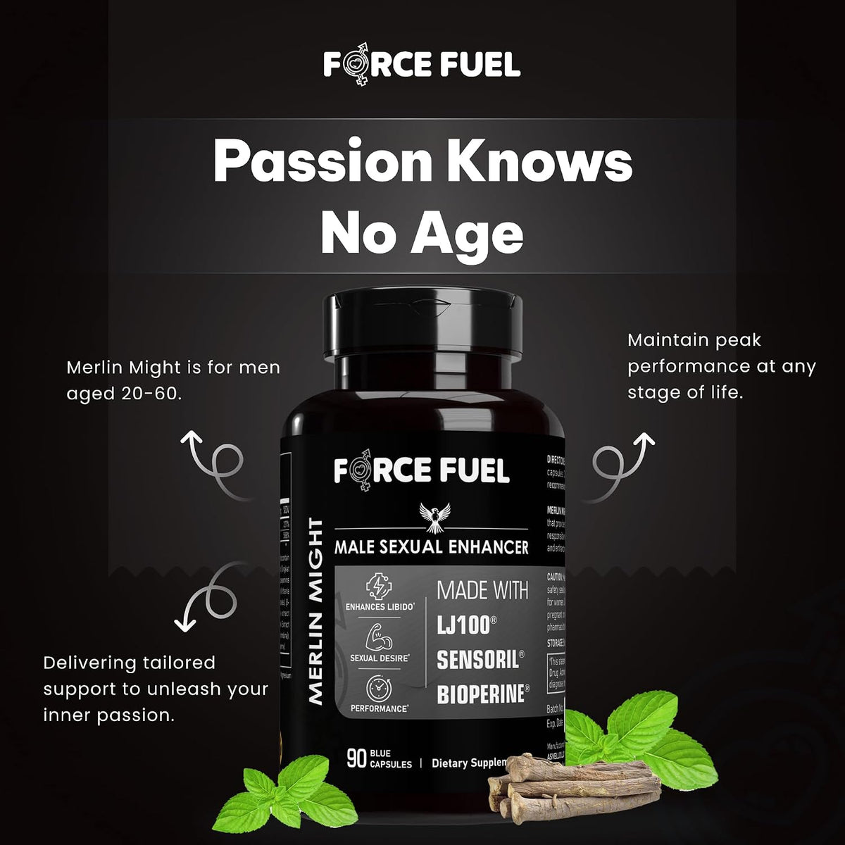 Force Fuel Merlin Might – Male Performance Support Supplement with Tongkat Ali and Ashwagandha - görsel 3