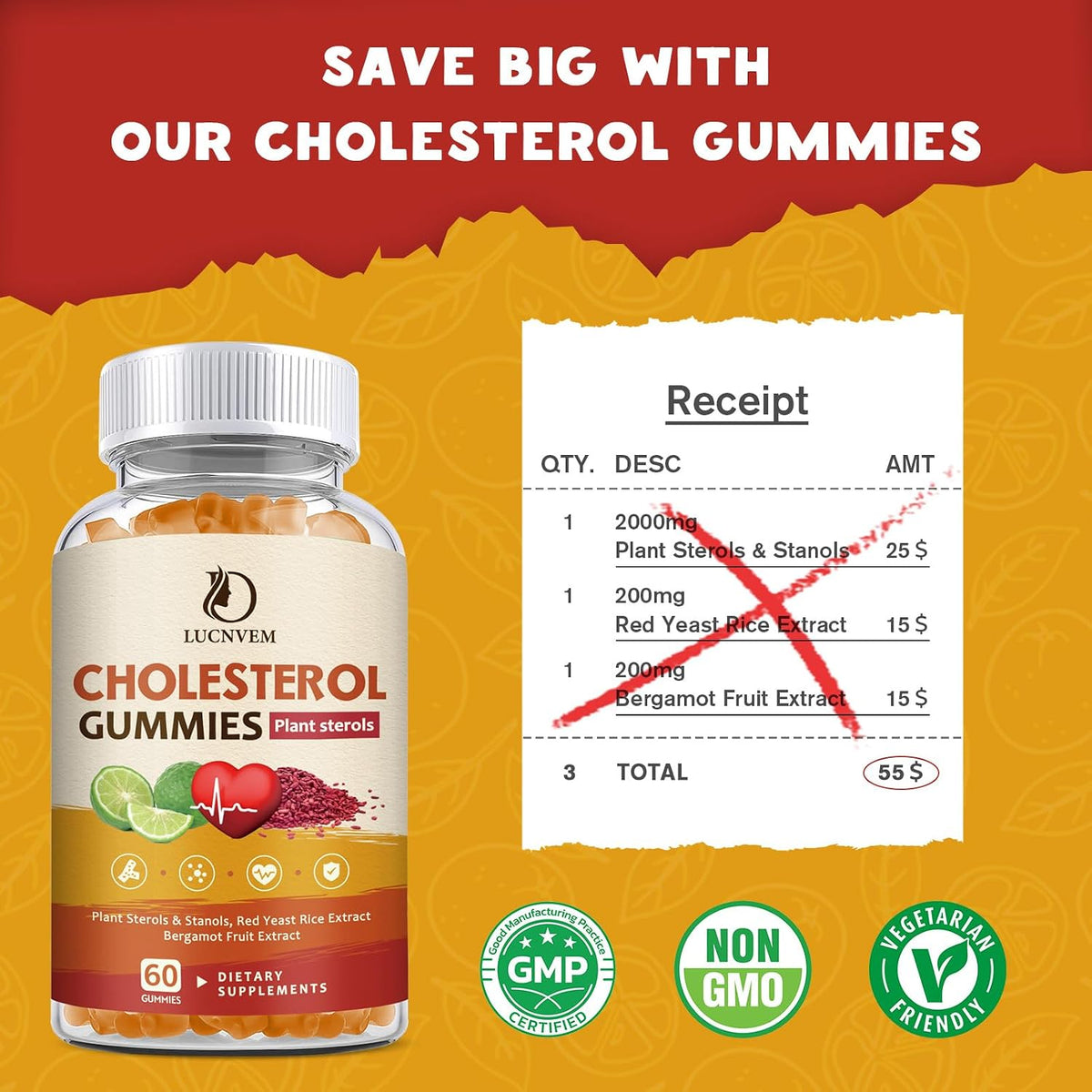Cholesterol Support Gummies with Plant Sterols, Red Yeast Rice and Citrus Bergamot (2 Pack) - görsel 5