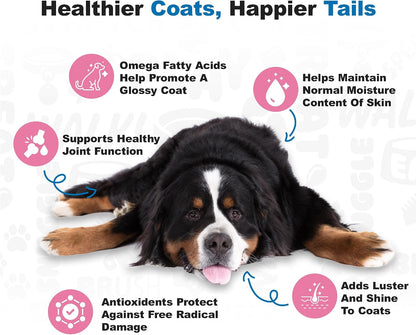 Doggie Dailies Skin & Coat Supplement for Dogs – Salmon Oil with Collagen, 225 Soft Chews