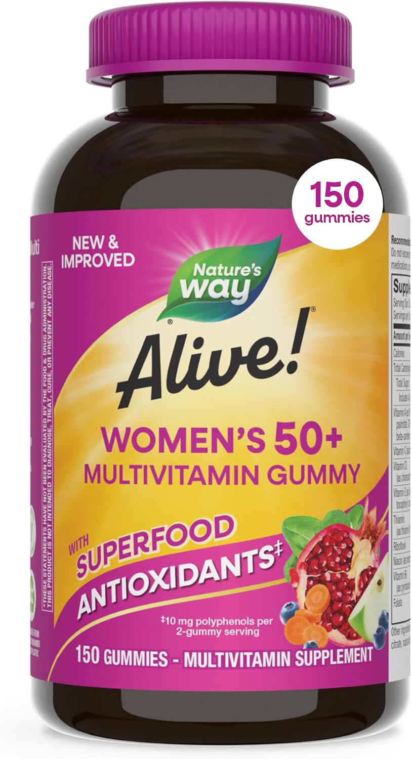 Nature's Way Alive! Women's 50 Plus Multivitamin Gummy, Mixed Berry, 150 Count - görsel 1