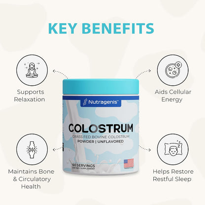 Nutragenis Colostrum Premium Powder - Grass-Fed Bovine Colostrum for Digestive Health, Immune Function and Recovery