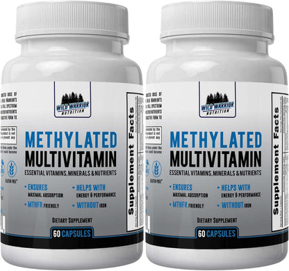 Daily Health Methylated Multivitamin – 27 Nutrients including CoQ10, Vitamins A, B6, B12, C, D3, E, K2, Choline, Zeaxanthin, L-Methylfolate – 60 Capsules (3 Pack)