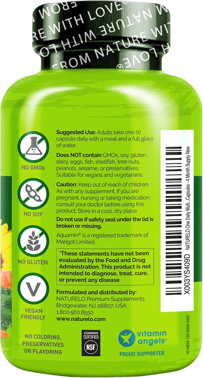 NATURELO Men's Multivitamin - One-a-Day with Vitamins, Minerals & Organic Whole Foods, Non-GMO, 120 Vegetarian Capsules