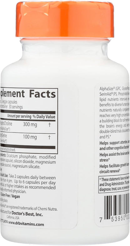 Doctor's BEST Natural Brain Enhancers, 60 Veggie Capsules