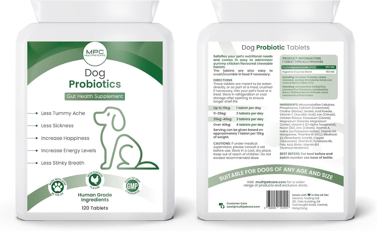 Probiotics for Dogs – 5-Strain 2 Billion CFU + Digestive Enzymes & Prebiotics, Chicken Flavour, 120 Tablets - görsel 7