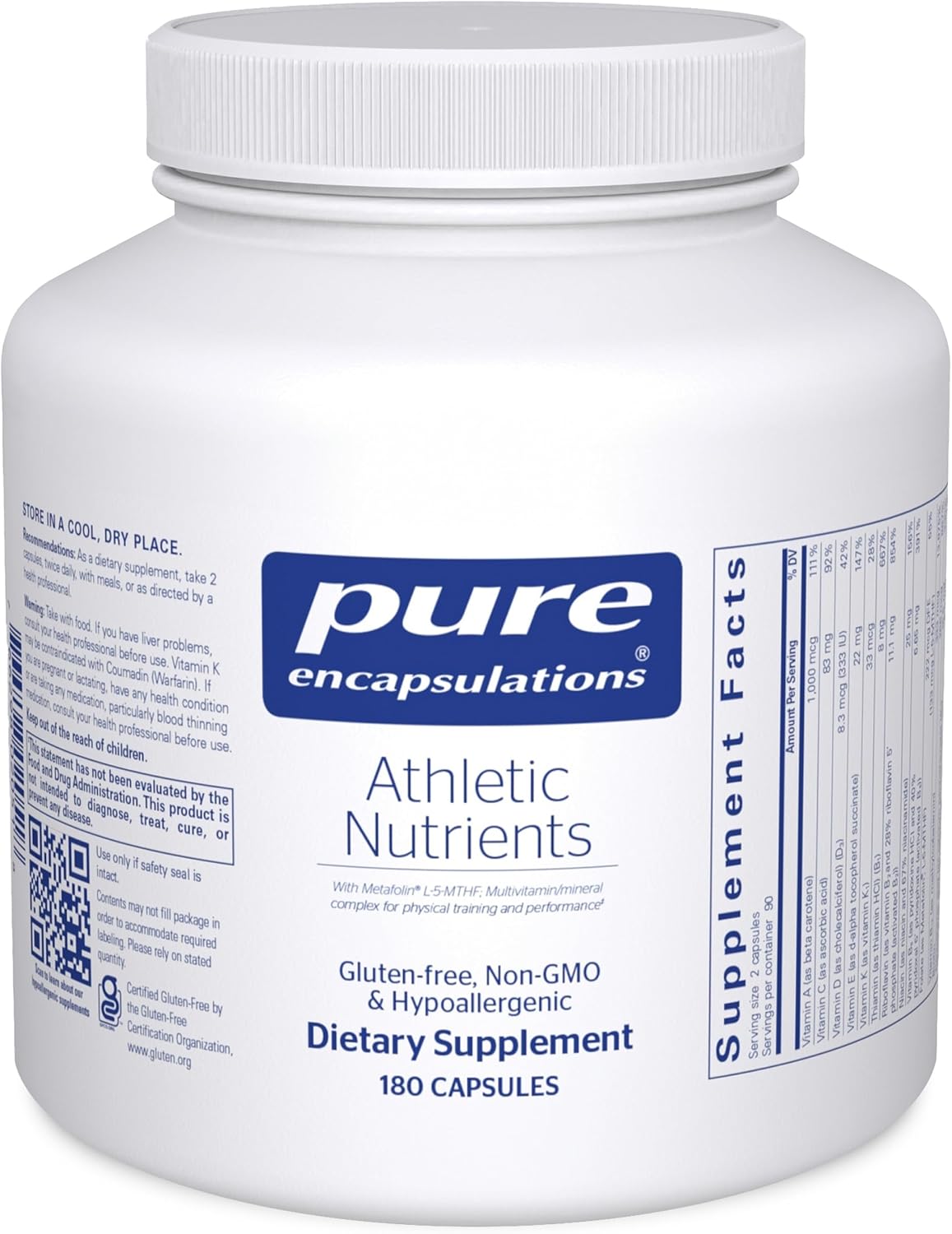 Pure Encapsulations Athletic Nutrients - Multivitamin/Mineral Complex for Exercise Performance and Training - 120 Capsules - görsel 8