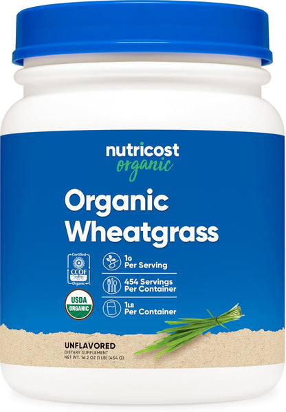 Nutricost Organic Wheatgrass Powder 453 g - Non-GMO Superfood