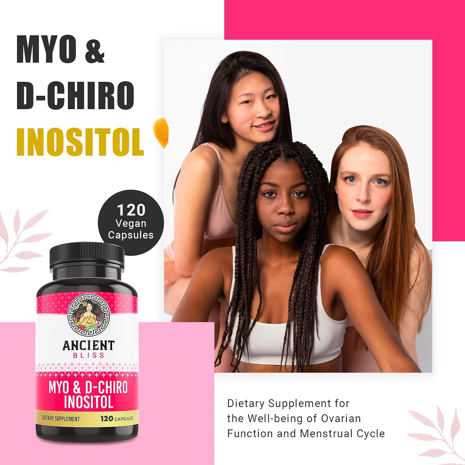 Ancient Bliss Myo & D-Chiro Inositol Supplement - 40:1 Ratio, 2050 mg, 120 Vegan Capsules - görsel 2