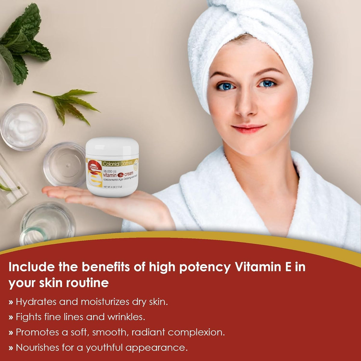 Colonial Dames Concentrated Vitamin E Moisturising Cream - 28,000 IU for Dry Skin & Fine Lines - görsel 5