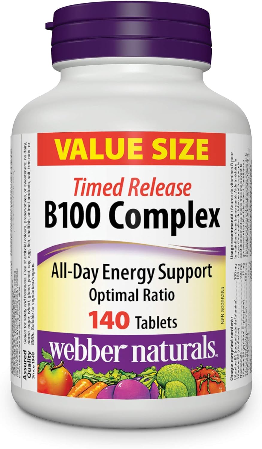 Webber Naturals Vitamin B100 Complex Time Release, 140 Tablets - görsel 1