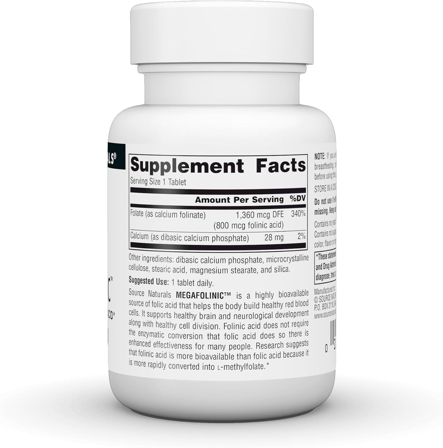 Source Naturals MegaFolinic – Bioactive Folate 800 mcg, 120 Tablets - görsel 3
