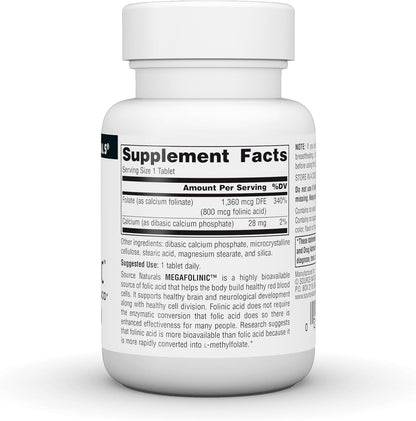 Source Naturals MegaFolinic – Bioactive Folate 800 mcg, 120 Tablets