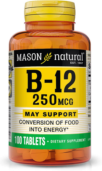 MASON NATURAL Vitamin B12 500 mcg with Calcium, 100 Tablets (Pack of 3)