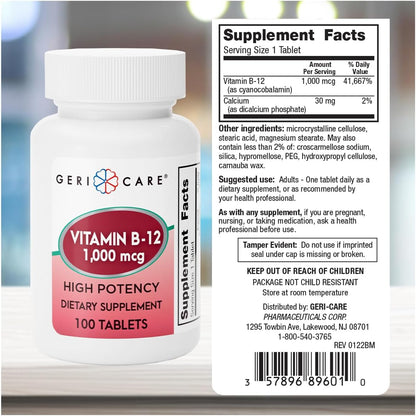 GeriCare Vitamin B-12 1000mcg High Potency Tablets