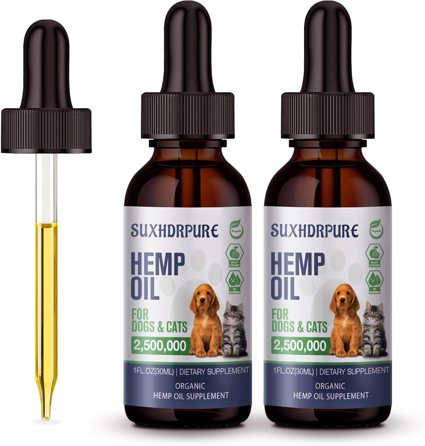 Organic Hemp Oil for Dogs and Cats - Omega-3 6 9 Supplement - Liquid Drops - görsel 1