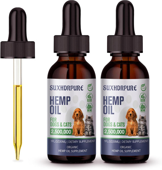 Organic Hemp Oil for Dogs and Cats - Omega-3 6 9 Supplement - Liquid Drops