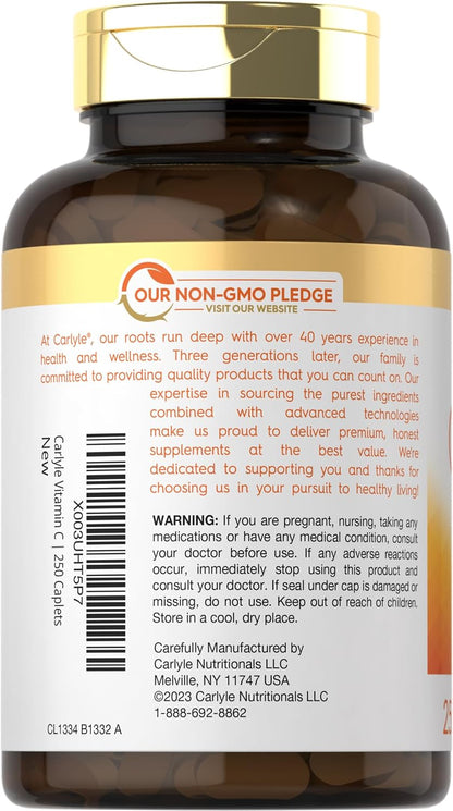 Carlyle Vitamin C 1000mg with Rose Hips and Citrus Bioflavonoids, 250 Tablets