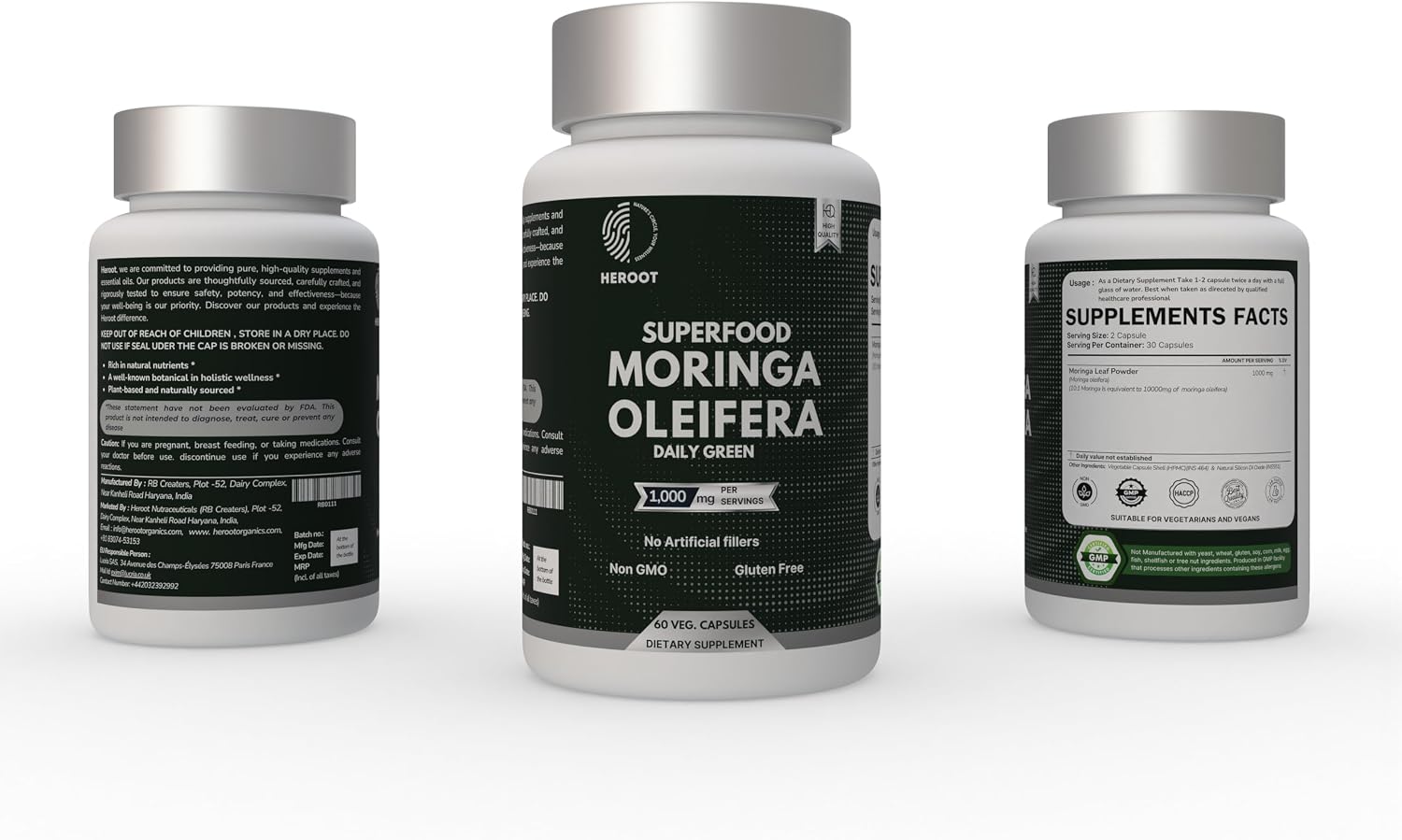 Heroot Organic Moringa Capsules – 60 Capsules - görsel 4