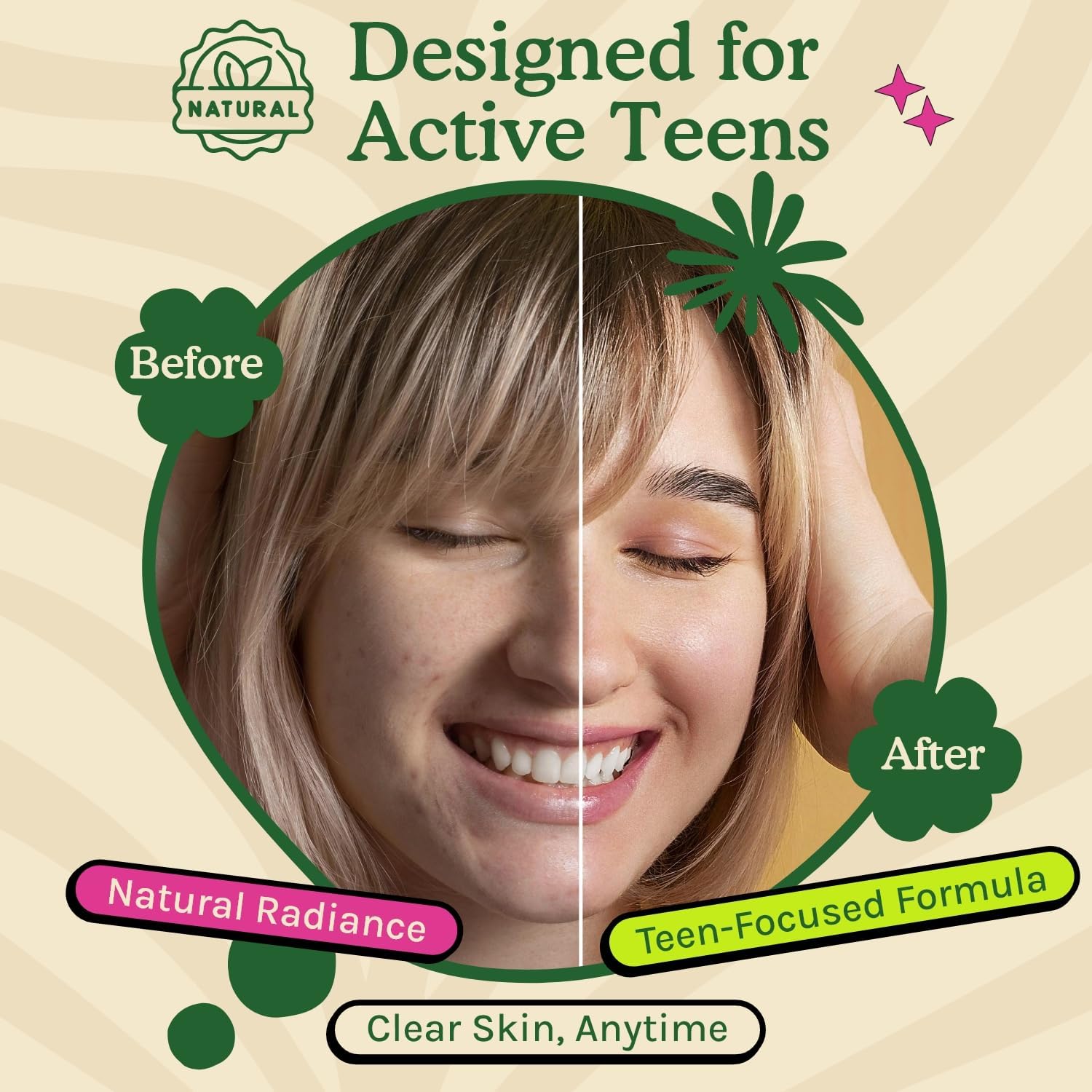 NURISR Acne Support Vitamins for Teens with A, B, C, E & Biotin - 60 Capsules - görsel 5