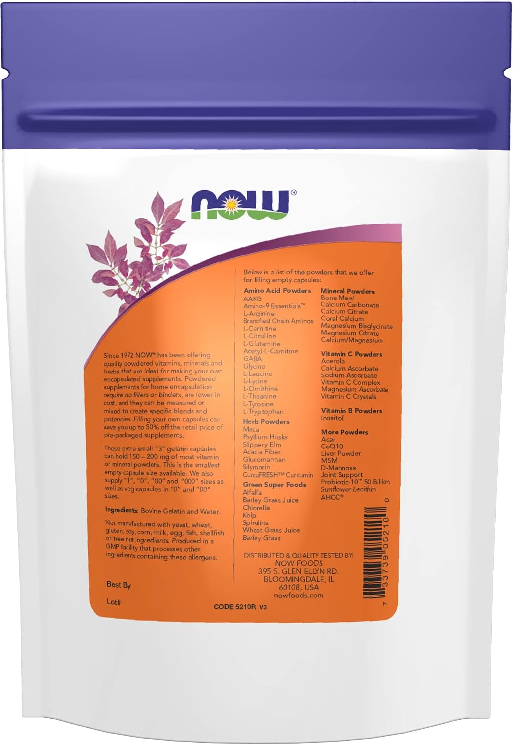 NOW Foods Empty Gelatine Capsules, #3, Bovine Sourced, Extra Small, 1000 Capsules - görsel 2