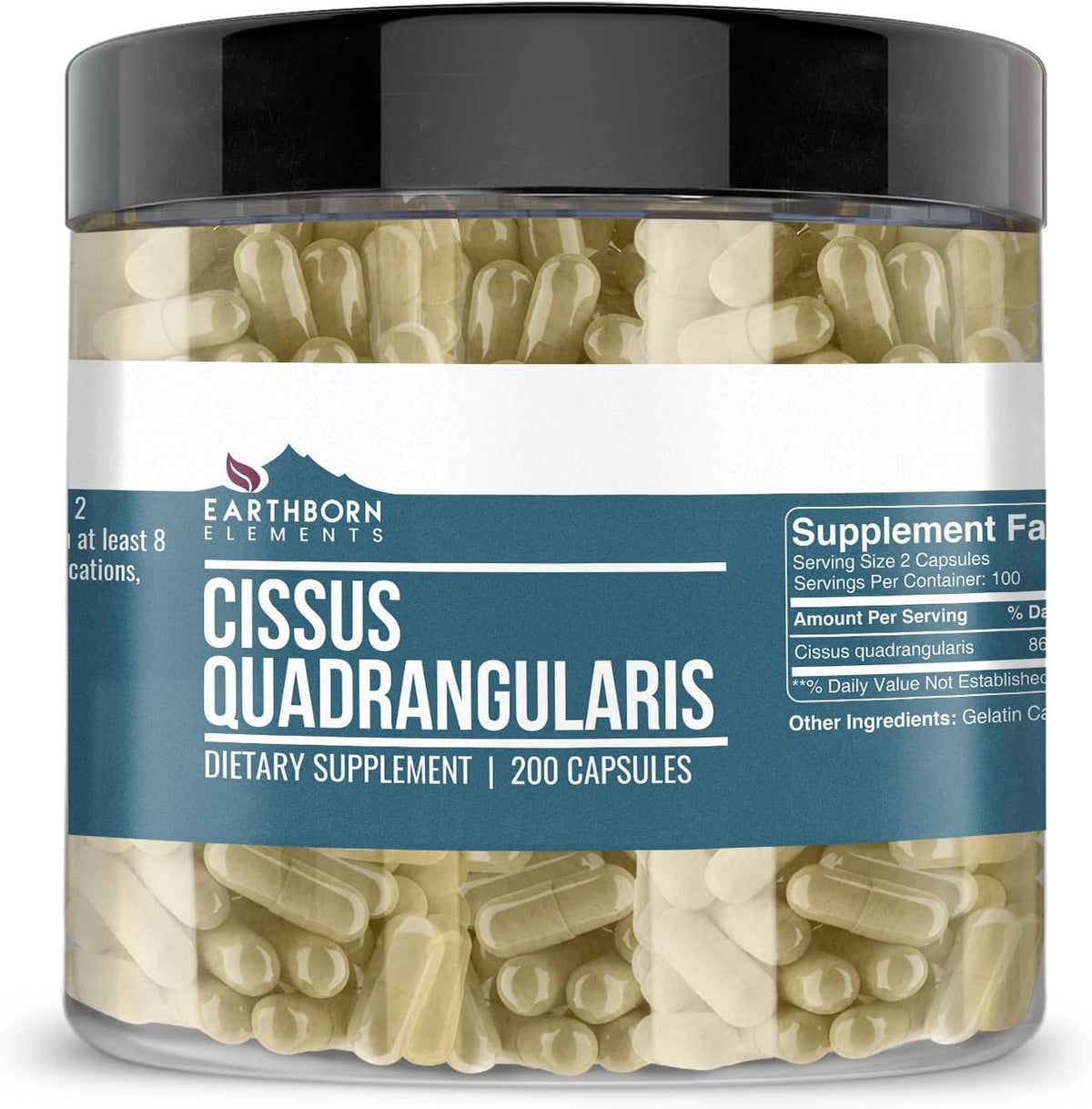 Earthborn Elements Cissus Quadrangularis 200 Capsules, Pure & Undiluted, No Additives - görsel 1