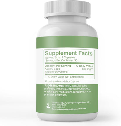 PURE ORIGINAL INGREDIENTS Celery Seed 100 Capsules