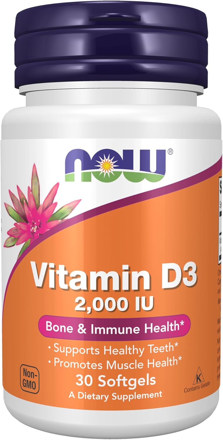 NOW Foods Vitamin D-3 2,000 IU Softgels - 120 Count - görsel 9