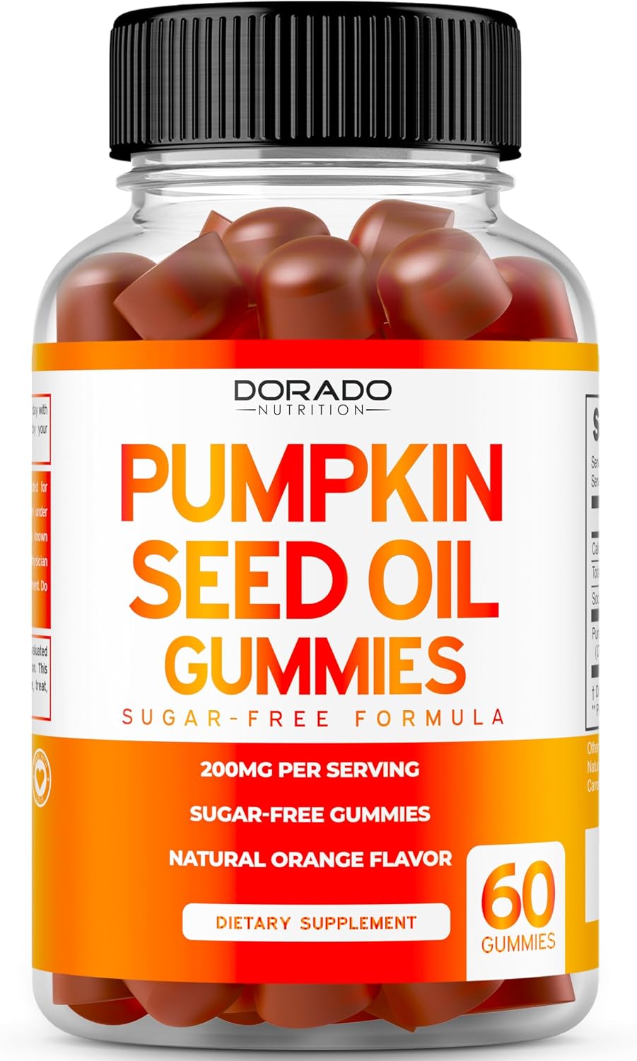 Pumpkin Seed Oil Gummies 4000mg Sugar Free Gummy Supplement with Pumpkin Seed Extract for Adults - Delicious Orange Flavour, Non GMO - Gluten-free, Vegan Supplement & USA-made (60 Gummies) - görsel 1