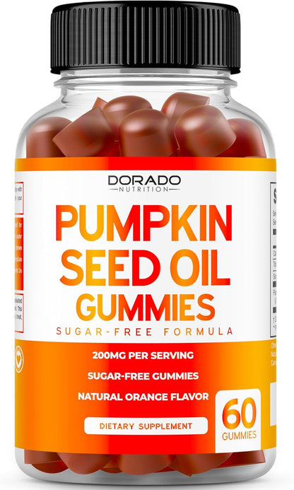 Pumpkin Seed Oil Gummies 4000mg Sugar Free Gummy Supplement with Pumpkin Seed Extract for Adults - Delicious Orange Flavour, Non GMO - Gluten-free, Vegan Supplement & USA-made (60 Gummies)