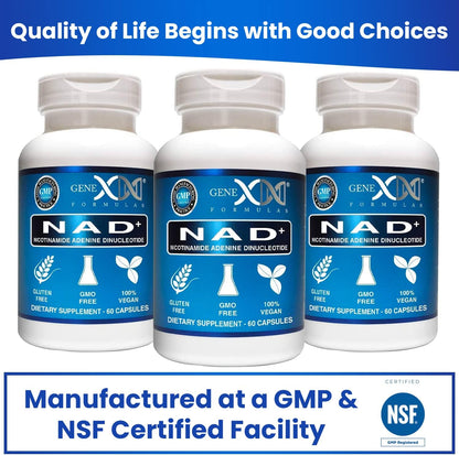 Genex Formulae NAD+ 250mg – Actual NAD+ Supplement, 60 Capsules