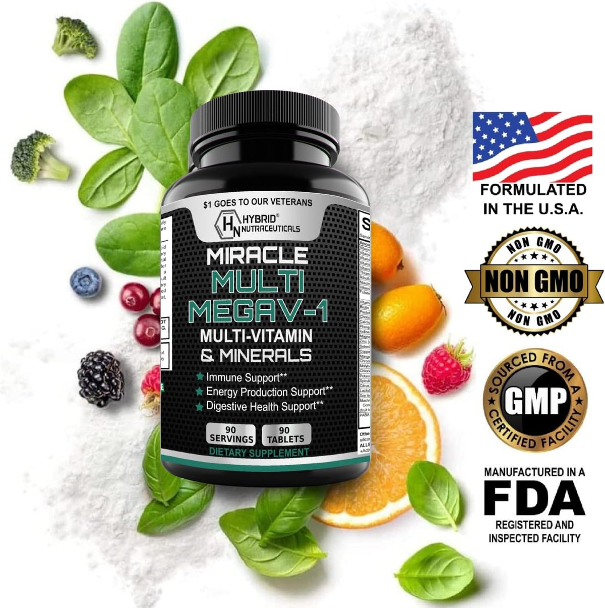 MEGAV-1 Multivitamin, Superfood & Minerals – Daily Multivitamin with Probiotics, Digestive Enzymes, and Mushroom Complex - görsel 5