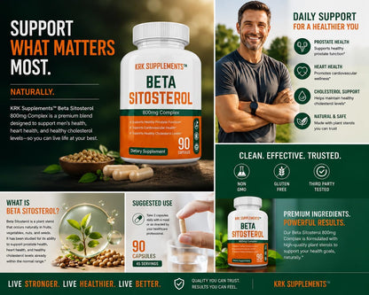 KRK SUPPLEMENTS Beta Sitosterol 800mg Capsules – Prostate & Urinary Support
