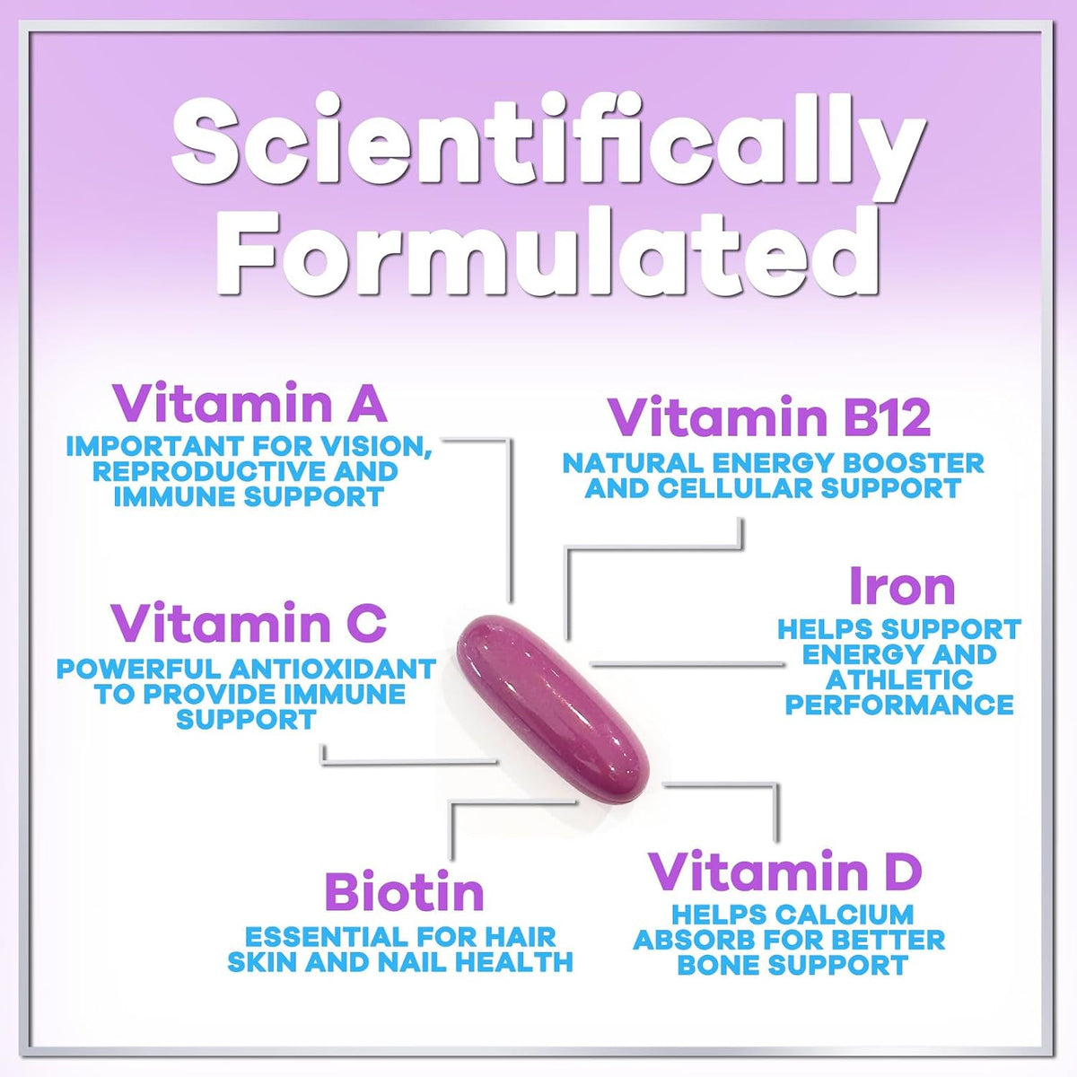 Multivitamin for Women – Complete Daily Supplement with Biotin, Iron and Vitamin D3 - görsel 3
