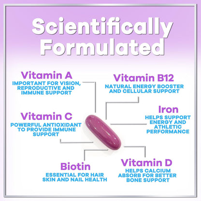 Hello Lovely! Women's Multivitamin - Complete Daily Food Supplement with Biotin, Calcium, Folic Acid, Iron, Zinc, Vitamins A, C, D, E & B - 120 Softgels
