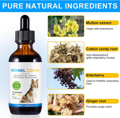 Dog Cough Support - Kennel Cough Drops for Dogs, 100% Natural Cough Supplement for Dogs, Allergy Support for Dogs, Herbal Drops for All Breeds & Sizes