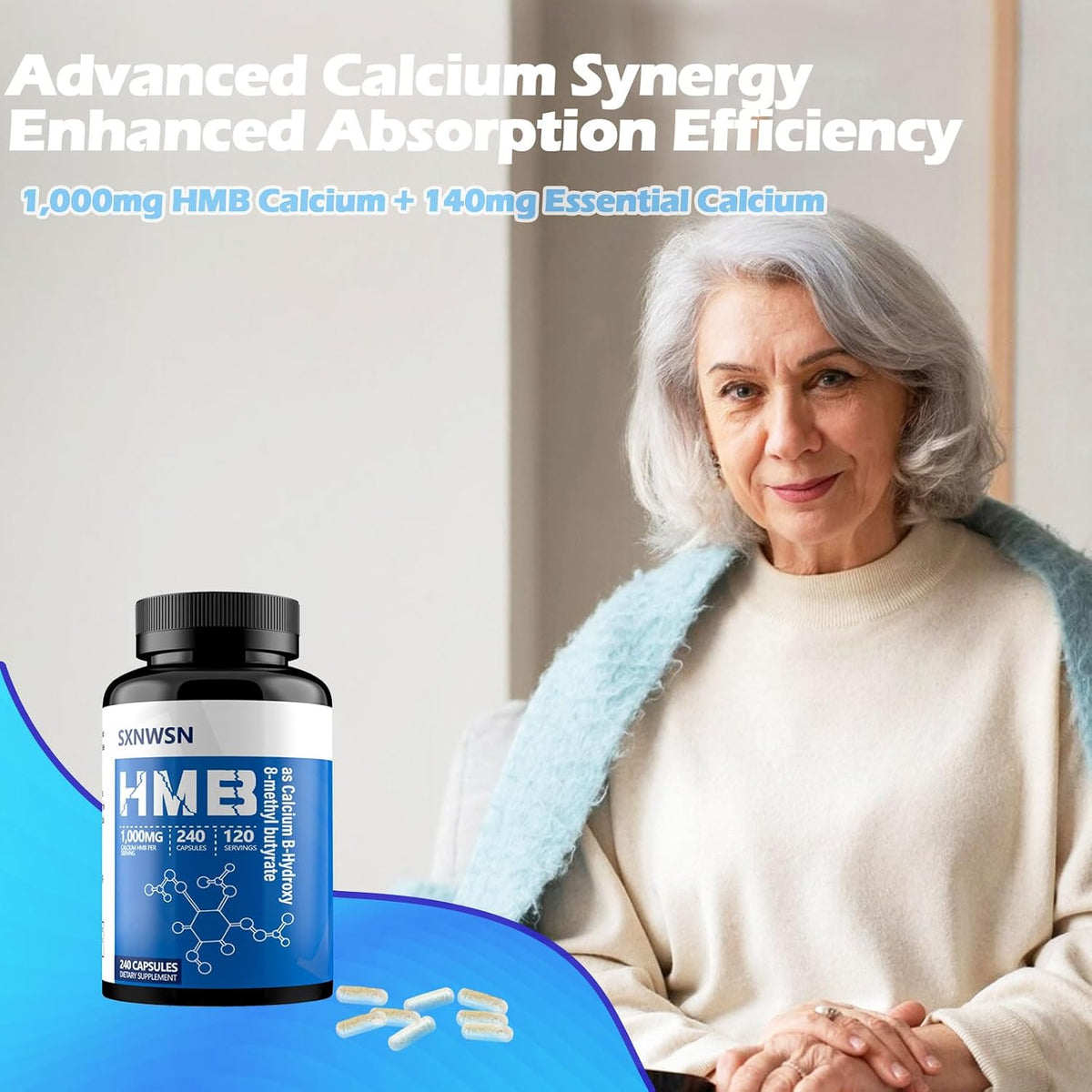 HMB Supplement 240 Capsules – 1000mg Calcium HMB per Serving for Muscle Growth, Strength and Fast Workout Recovery - görsel 3