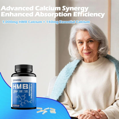 HMB Supplement 240 Capsules – 1000mg Calcium HMB per Serving for Muscle Growth, Strength and Fast Workout Recovery