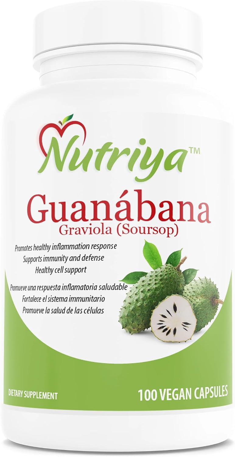 Nutriya Guanábana (Soursop/Graviola) – Super Antioxidant Support – 100 Vegetarian Capsules - görsel 1