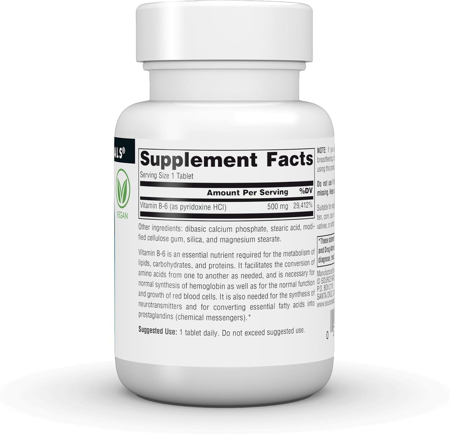 Source Naturals Vitamin B-6, 500 mg – 50 Tablets (Vegan) - görsel 3