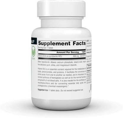Source Naturals Vitamin B-6, 500 mg – 50 Tablets (Vegan)