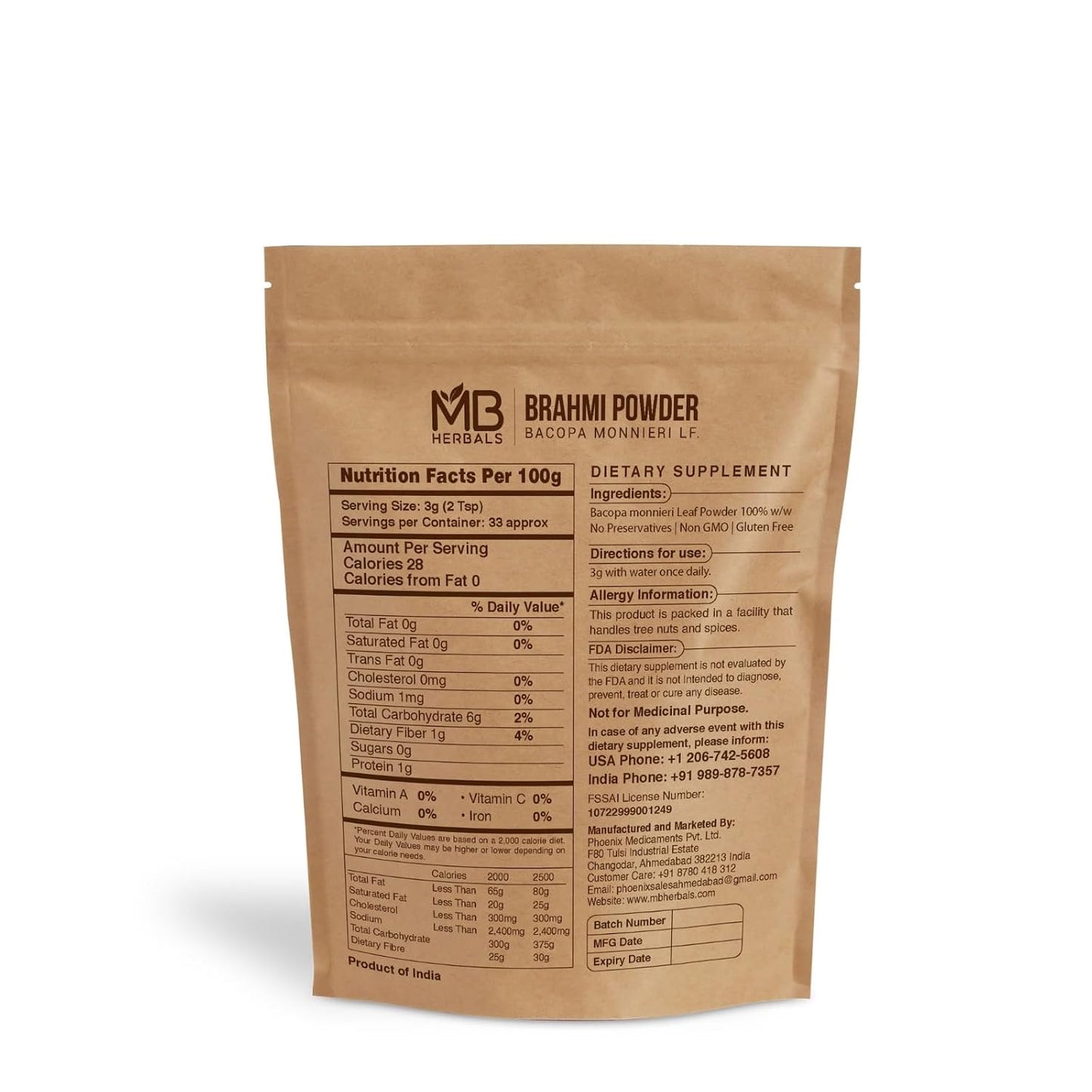 MB Herbals Pure Brahmi Powder, 100g – 100% Pure Bacopa monnieri - görsel 4