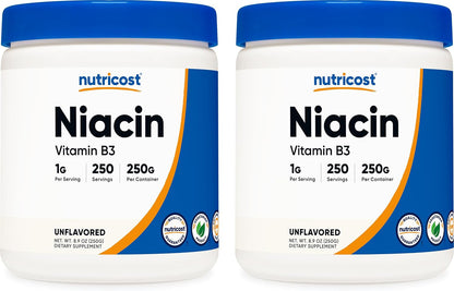 Nutricost Niacin (Vitamin B3) Powder - 500g (2-Pack) - 1g per Serving