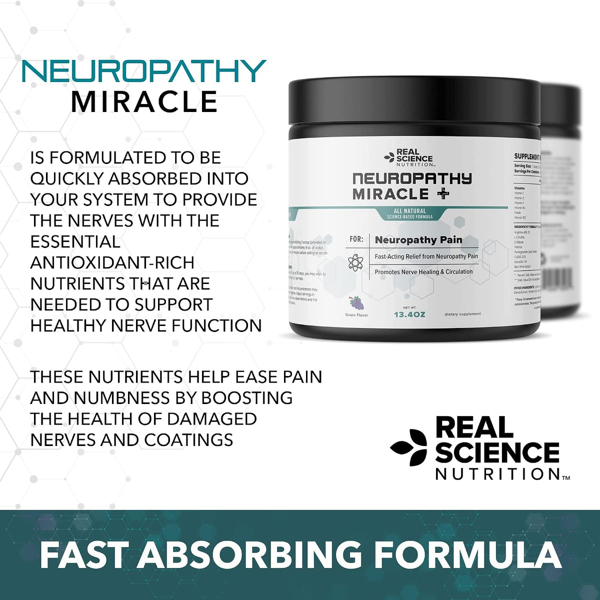 Real Science Nutrition Neuropathy Miracle - Natural Powder Supplement to Support Circulation and Nerve Health - görsel 7