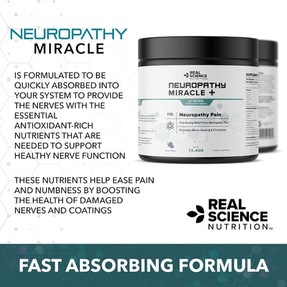 Real Science Nutrition Neuropathy Miracle - Natural Powder Supplement to Support Circulation and Nerve Health