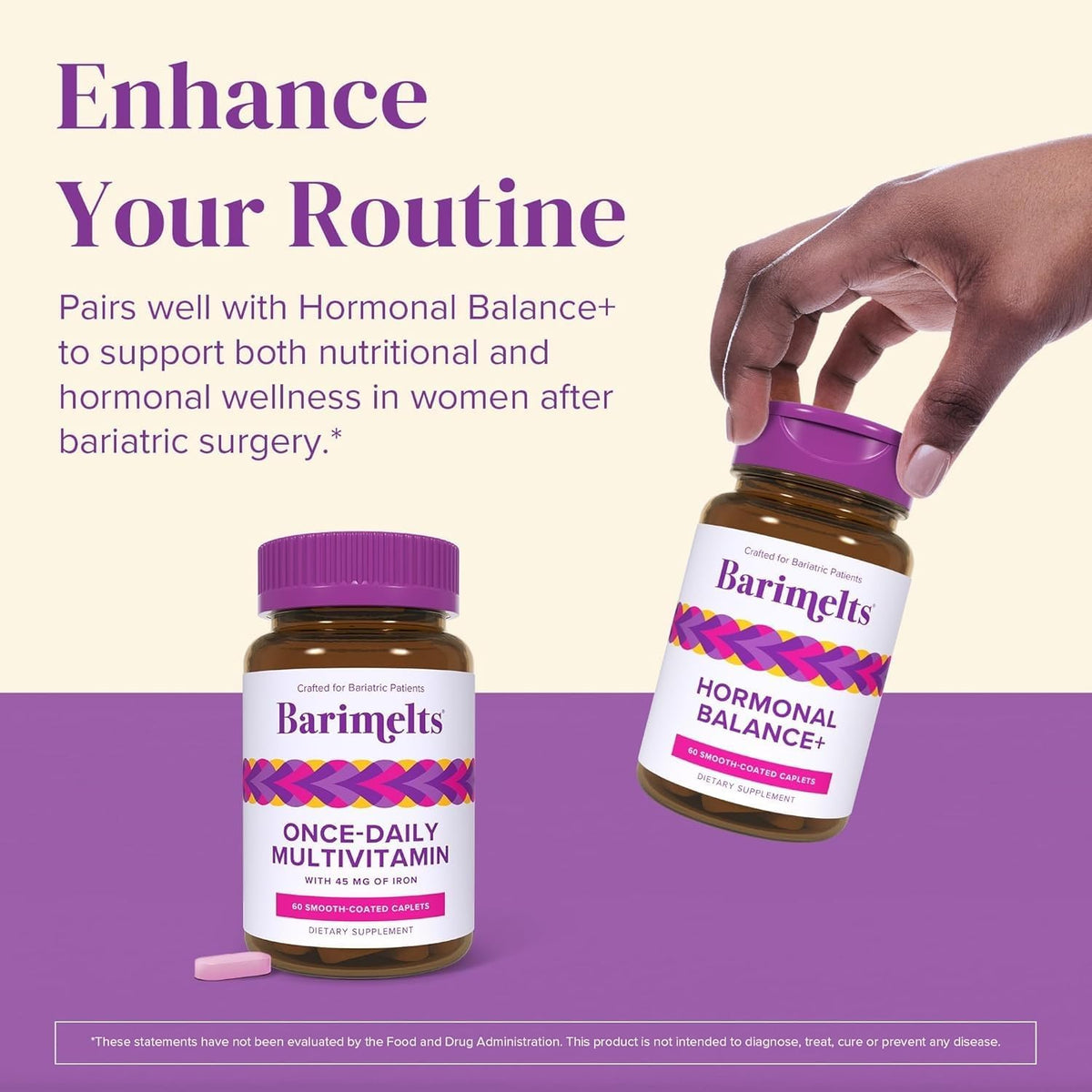 BariMelts Once Daily Bariatric Multivitamin with Iron - 60 Easy-Swallow Caplets (2-Month Supply) - görsel 8