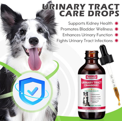 Xsvseie Dog Urinary Tract Drops - Natural Herbal Supplement with Cranberry for Bladder Health