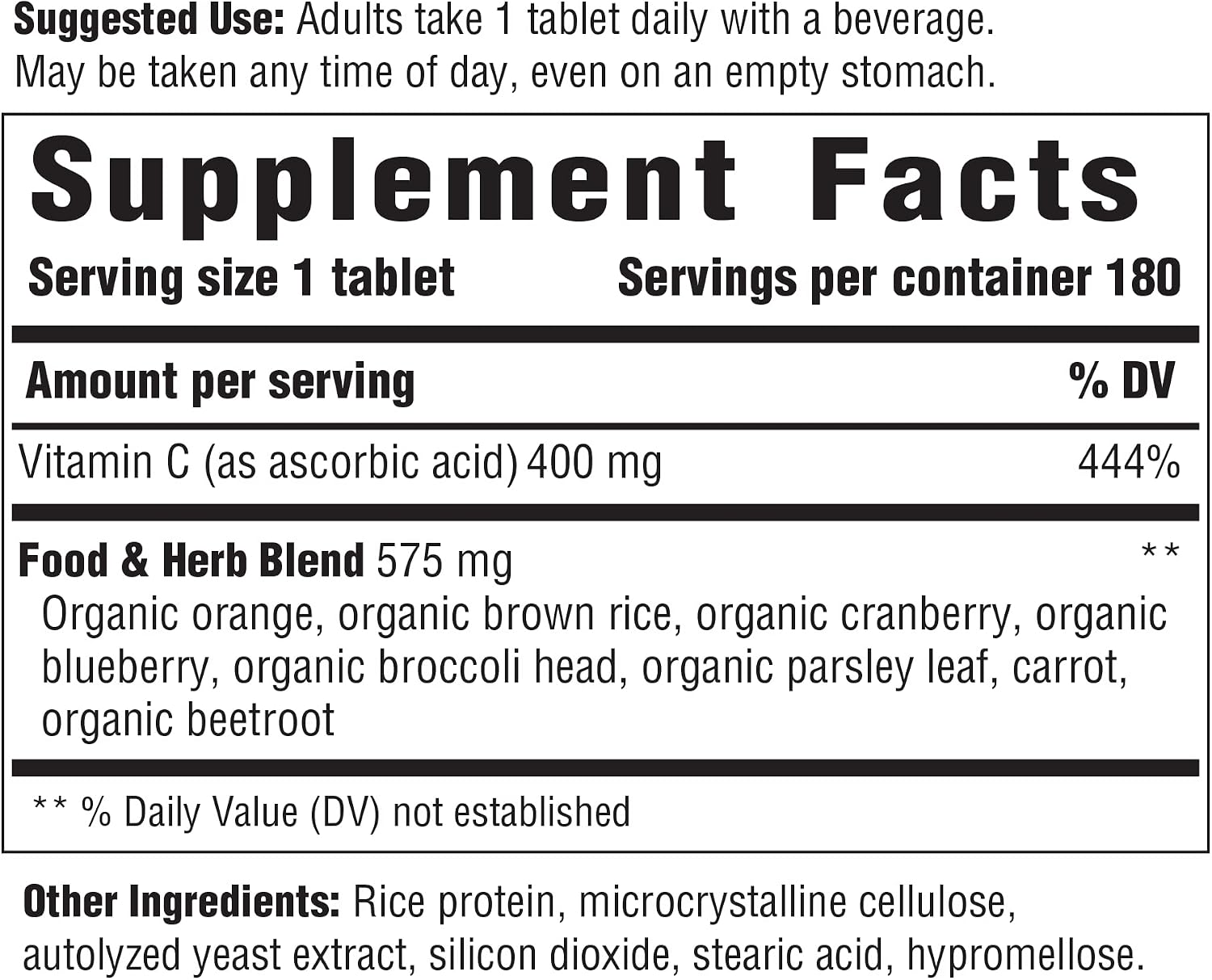 INNATE Response Formulae Vitamin C 400 mg – Whole Food Blend, Non-GMO, Vegan (180 Tablets) - görsel 2